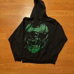 Men's Black Hoodie with Green Graphic